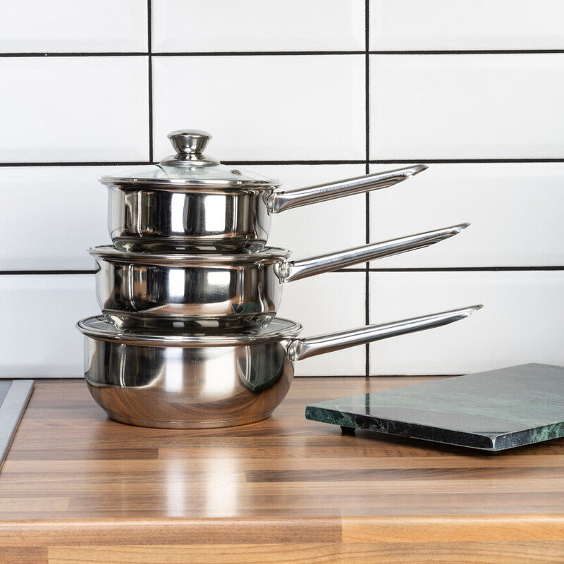 3-Piece Stainless Steel Saucepan Set