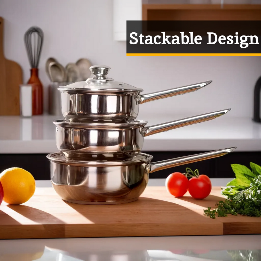 3-Piece Stainless Steel Saucepan Set