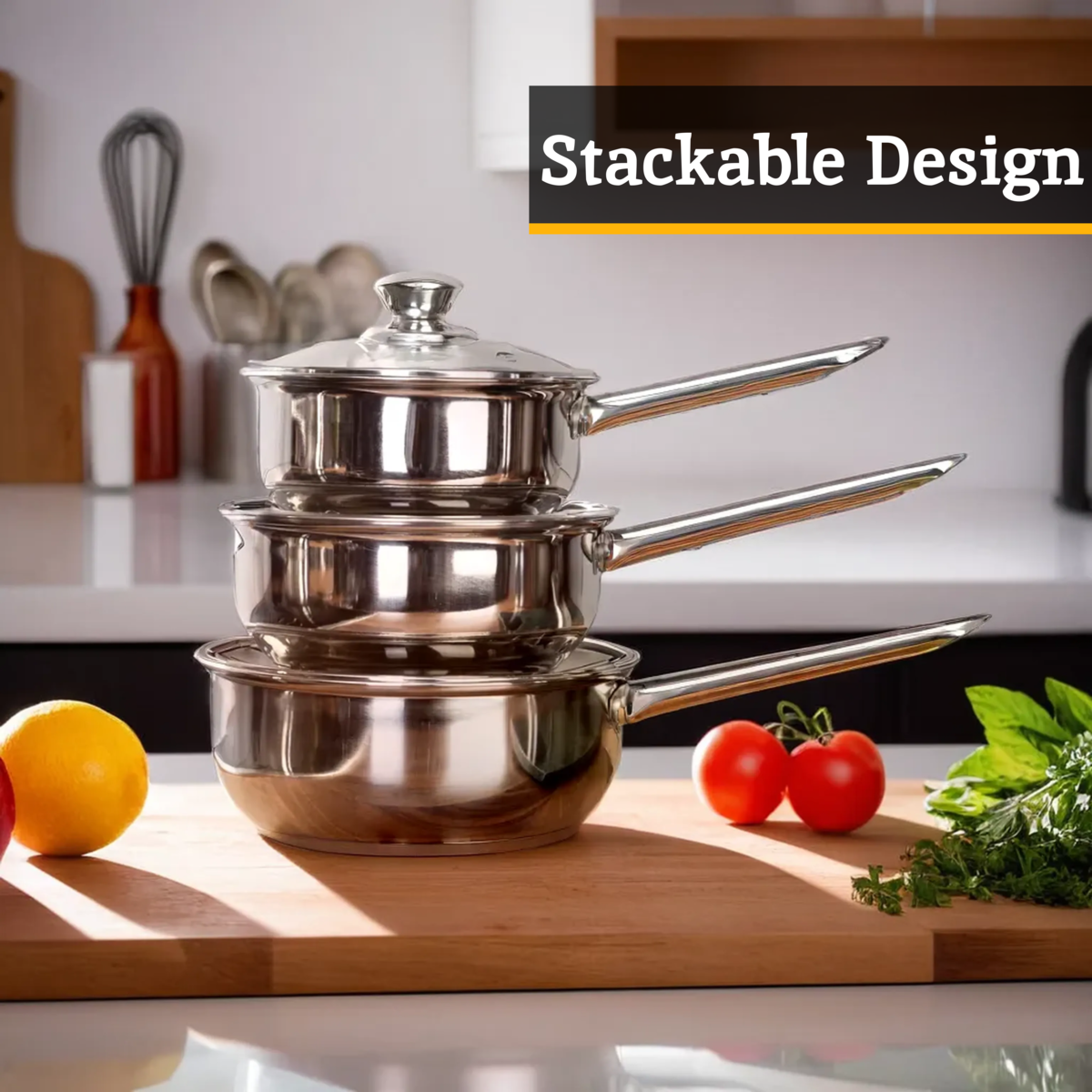 3-Piece Stainless Steel Saucepan Set