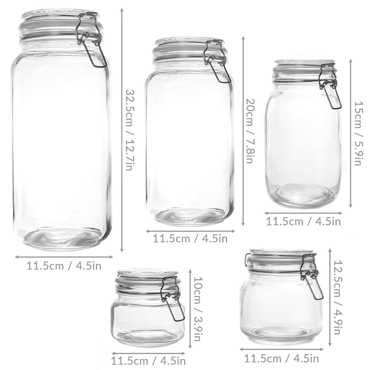 Glass Storage Jars - Set of 5