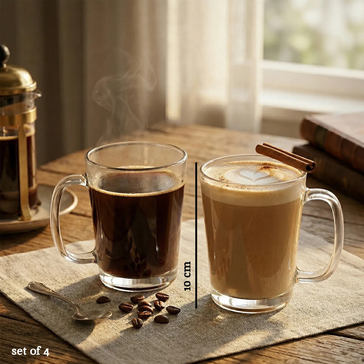 Clear Glass Mugs – Set of 4
