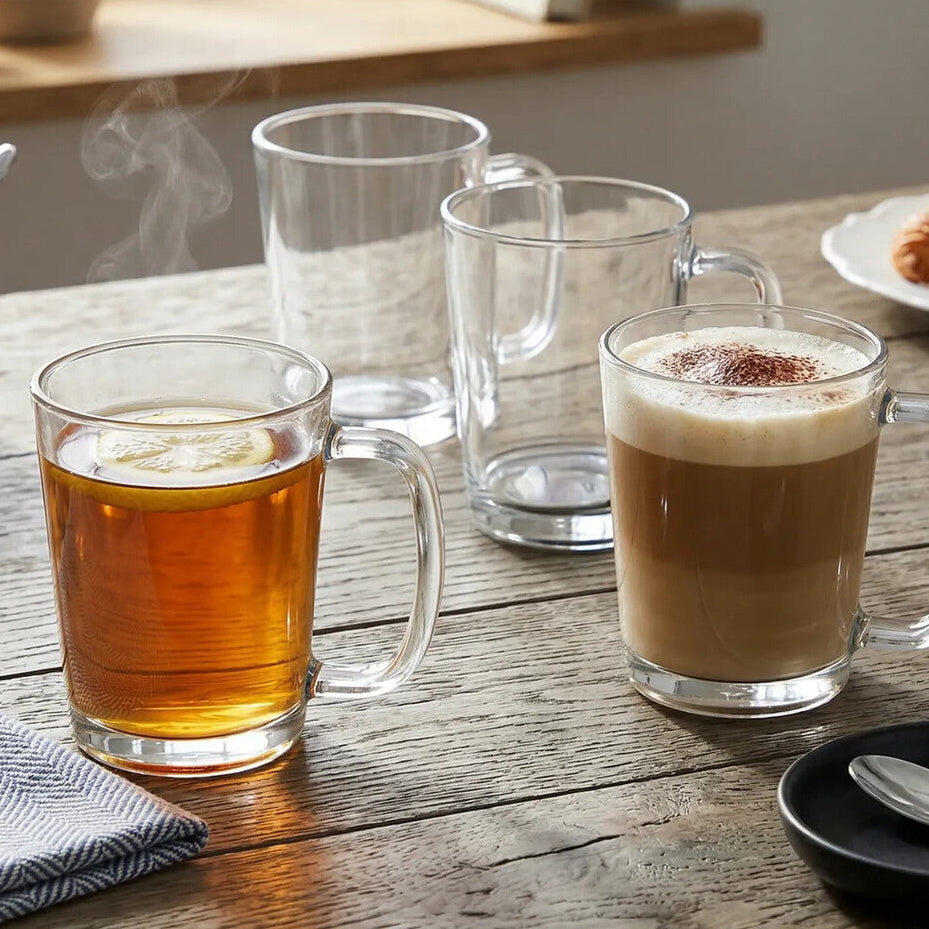 Clear Glass Mugs – Set of 4