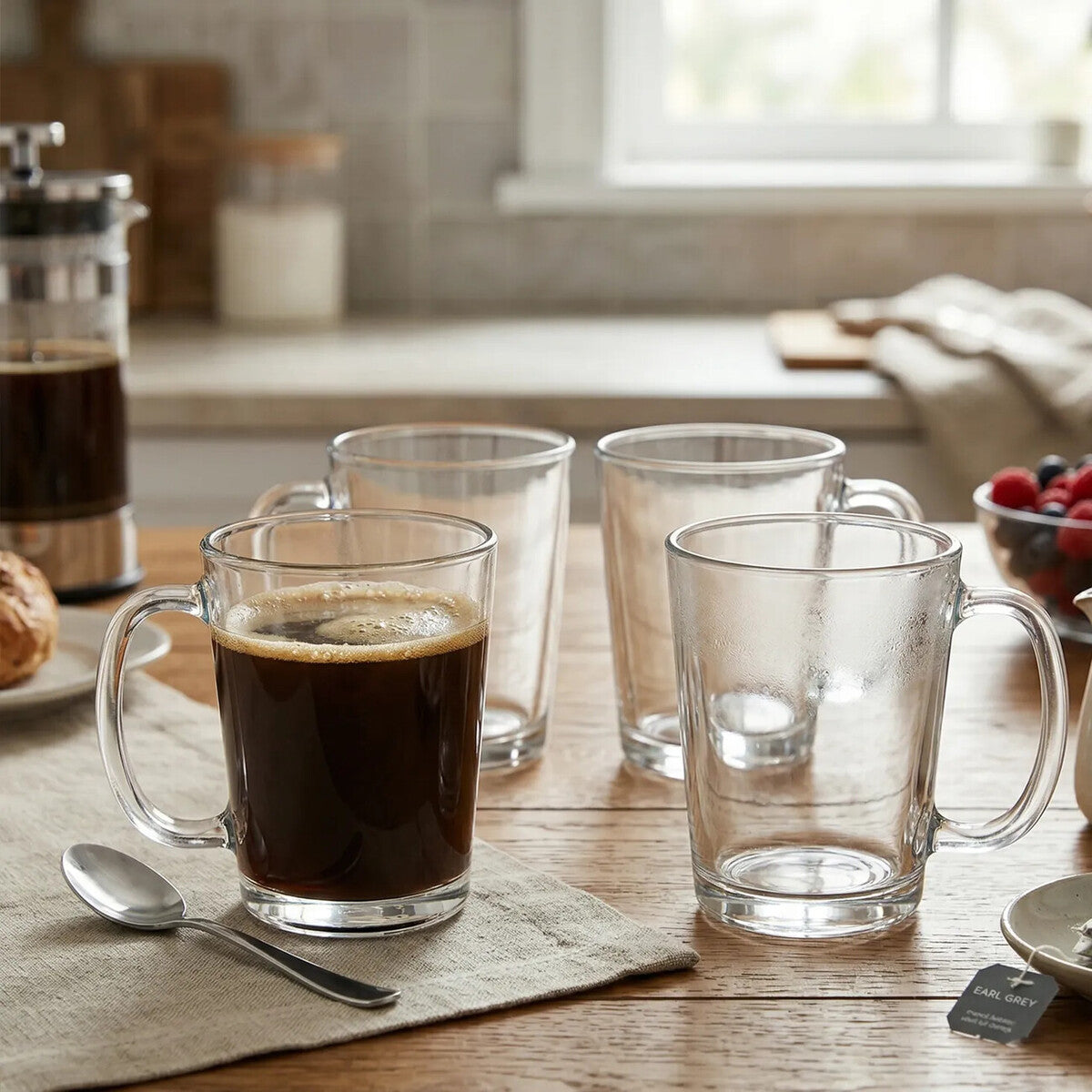 Clear Glass Mugs – Set of 4