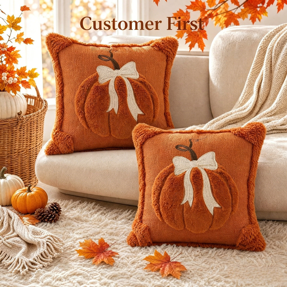 Autumn Pumpkin Cushion Covers – Set of 2