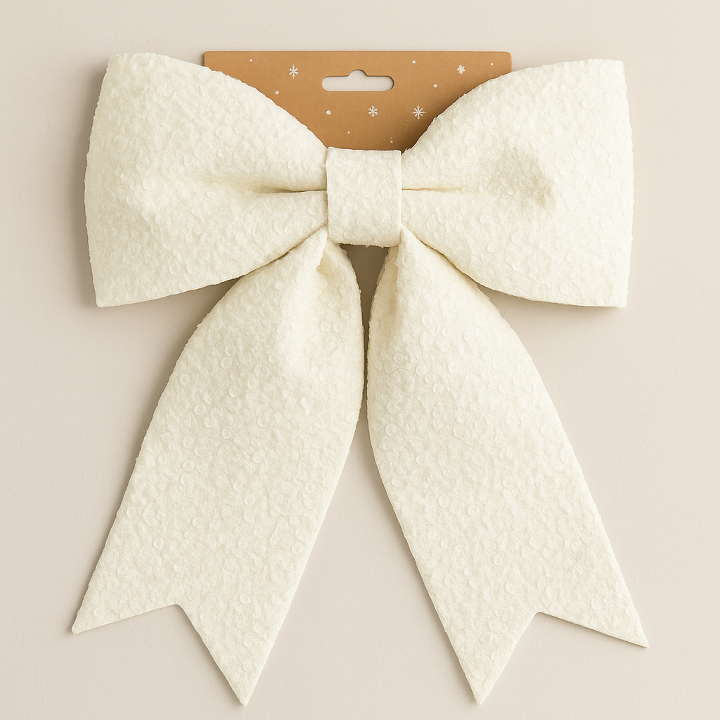 Large Cream Christmas Bow – Festive Home Decor