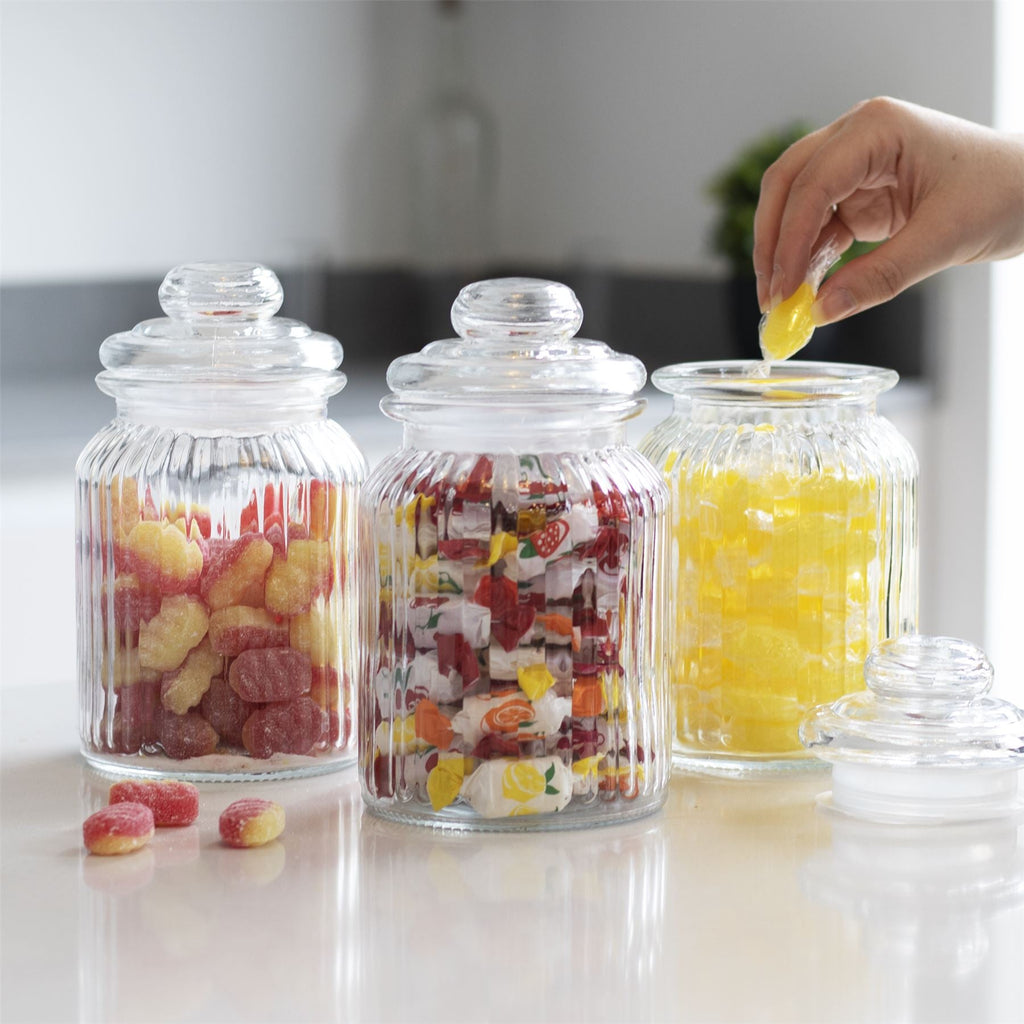 Vintage Airtight Glass Jars 990ml - Set of 3