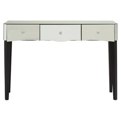 Silver Mirrored Console Table with 3 Drawers