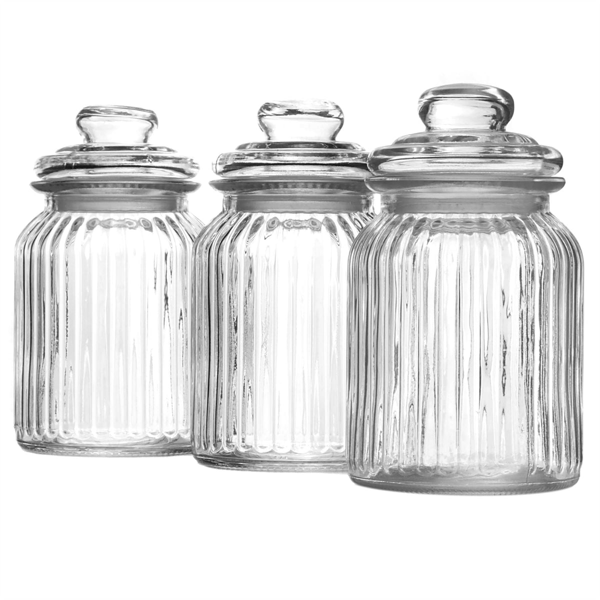 Vintage Airtight Glass Jars 990ml - Set of 3
