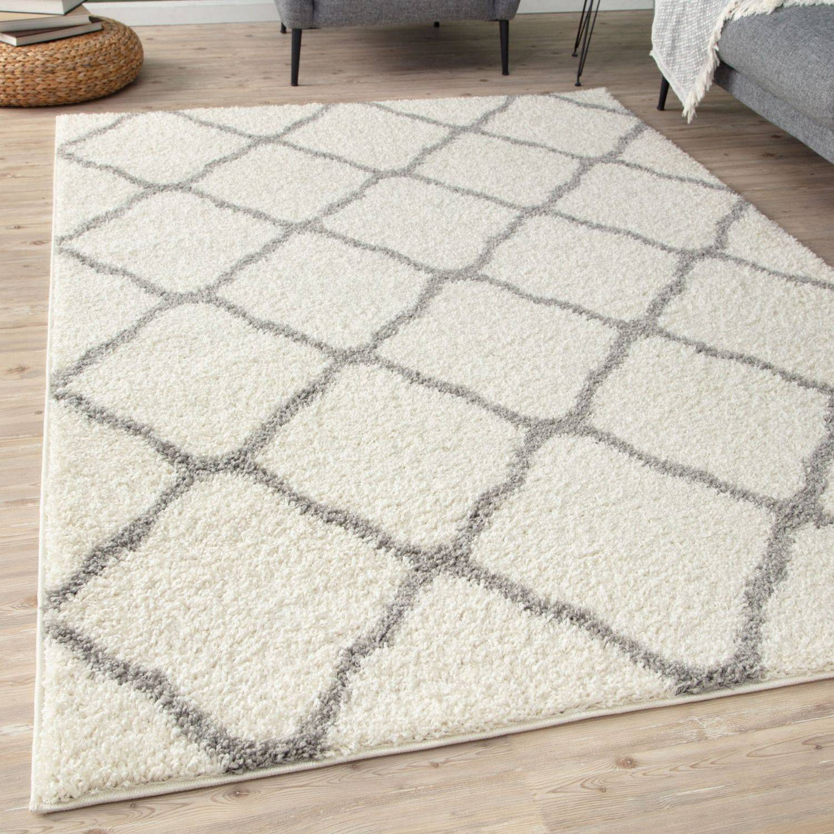 Moroccan Ivory Shaggy Rug