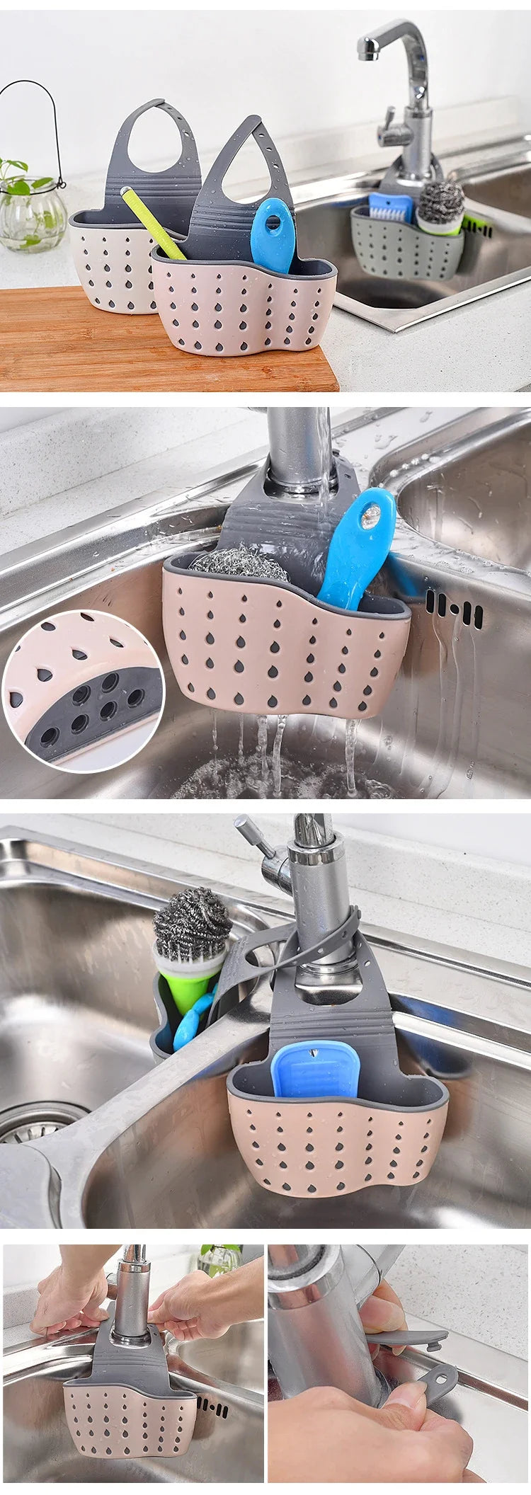 Adjustable Sink Soap & Sponge Holder