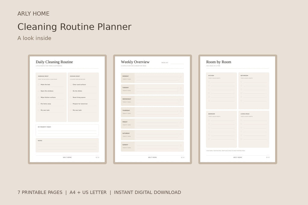 Preview of the downloadable planner's pages