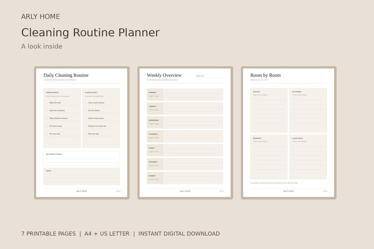 Preview of the downloadable planner's pages