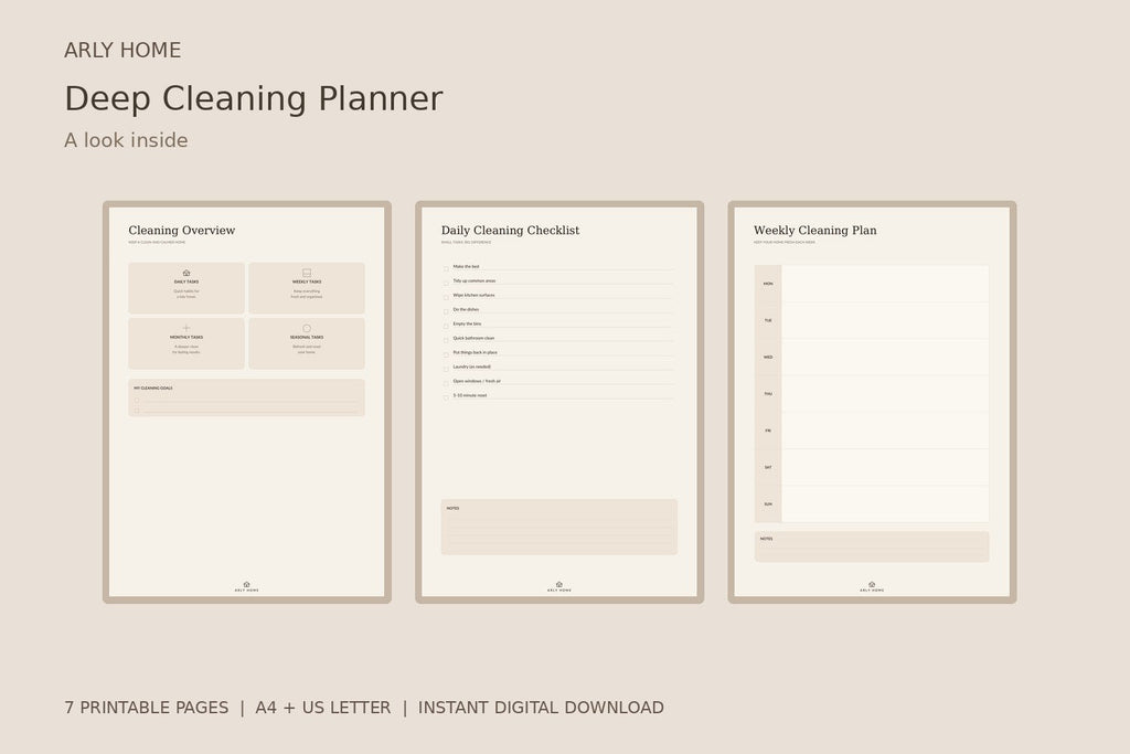 Preview of the downloadable planner's pages