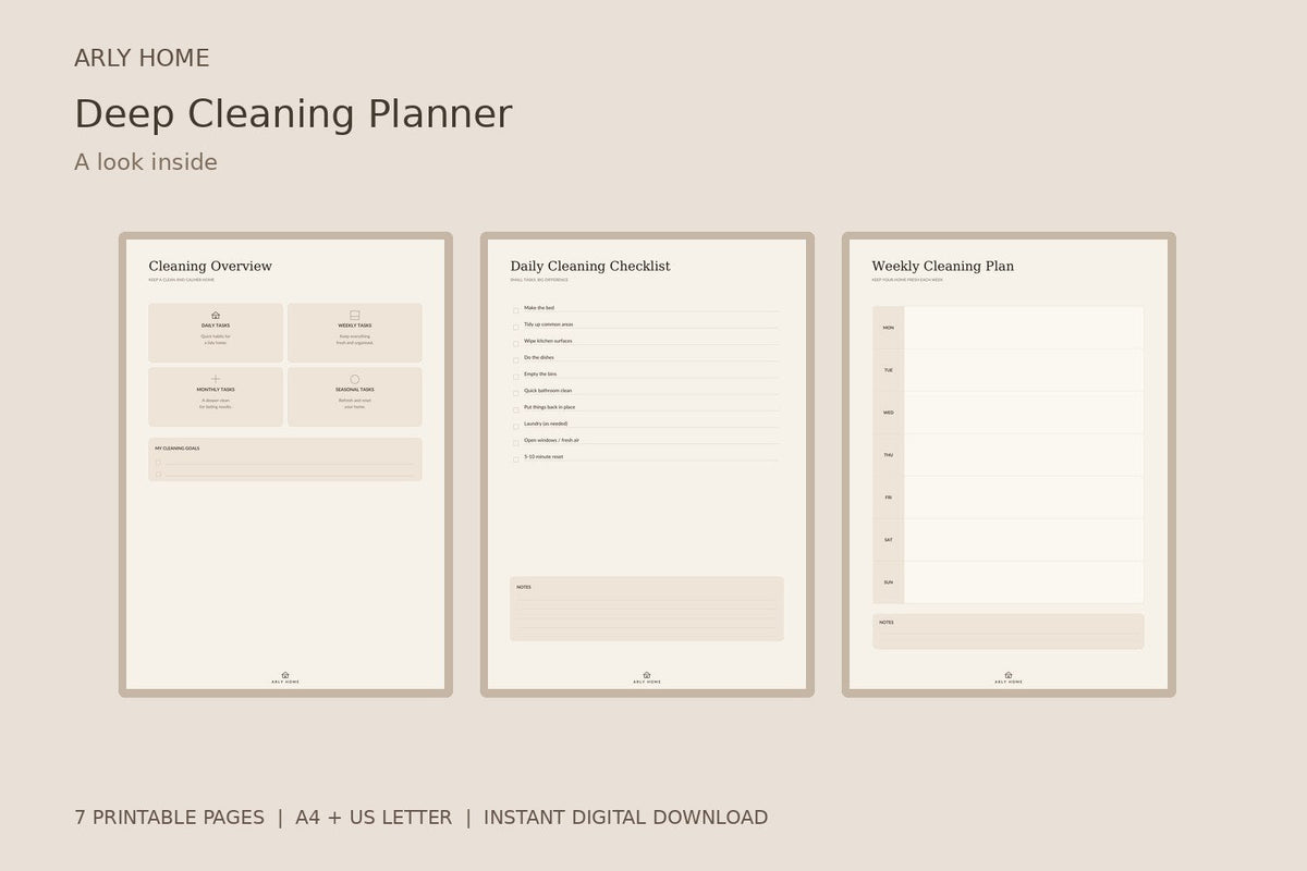 Preview of the downloadable planner's pages