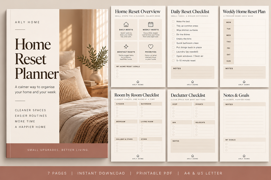 Home Reset Planner | 7-page printable digital planner by Arly Home