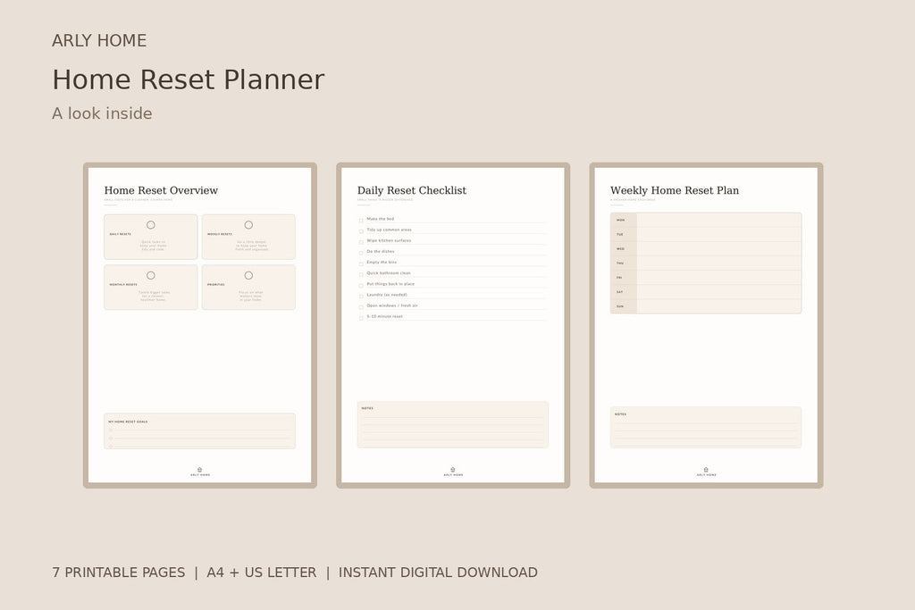 Preview of the downloadable planner's pages