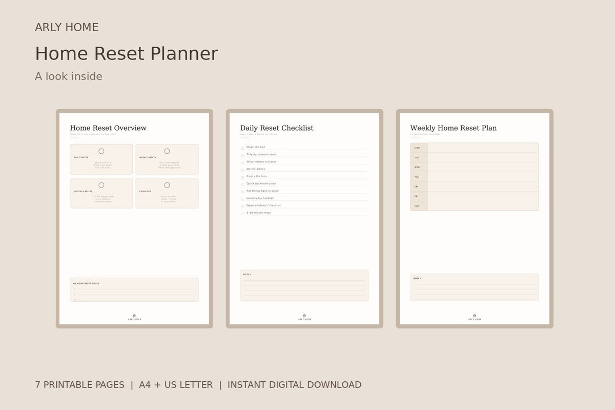 Preview of the downloadable planner's pages