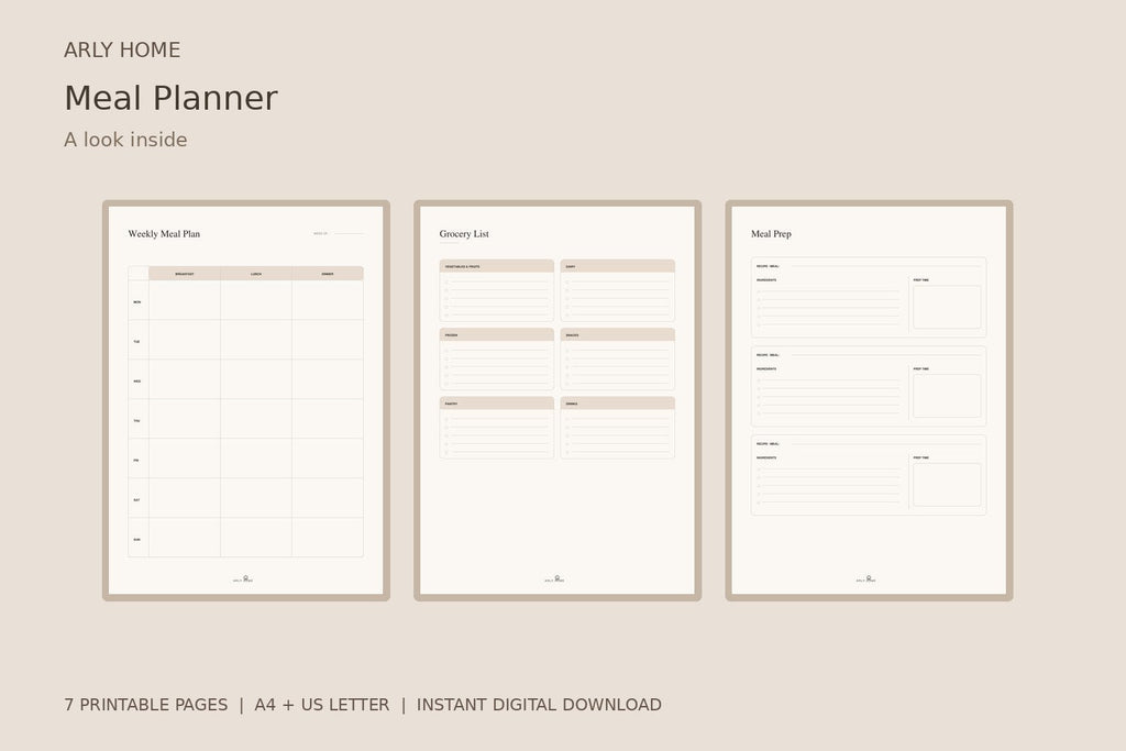 Preview of the downloadable planner's pages