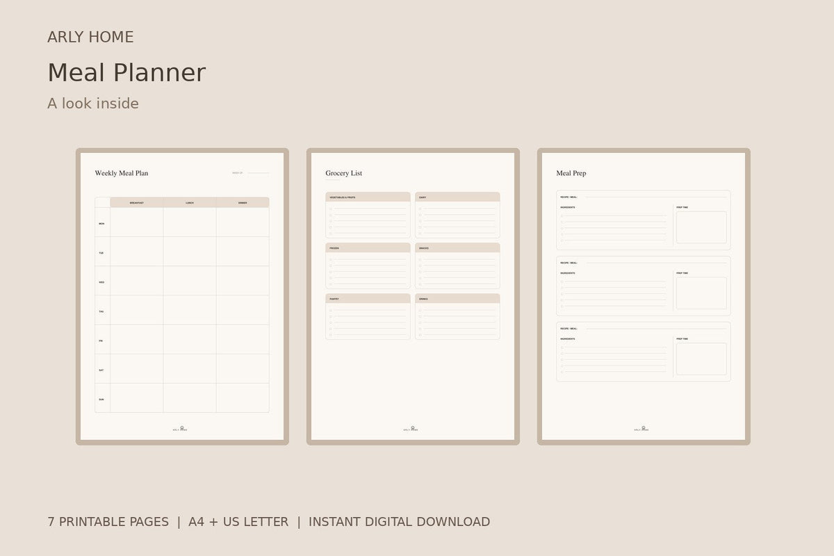 Preview of the downloadable planner's pages