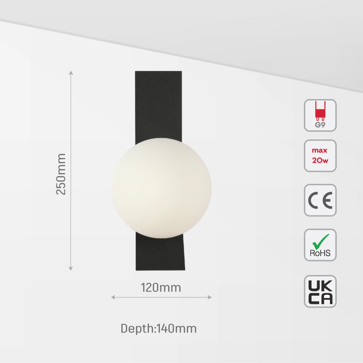 Adjustable Opal Glass Globe Wall Light