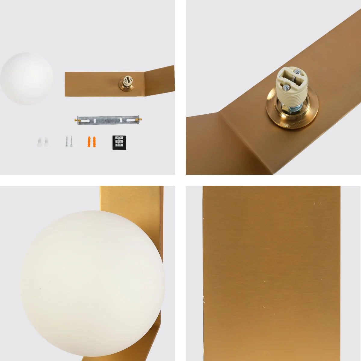 Adjustable Opal Glass Globe Wall Light