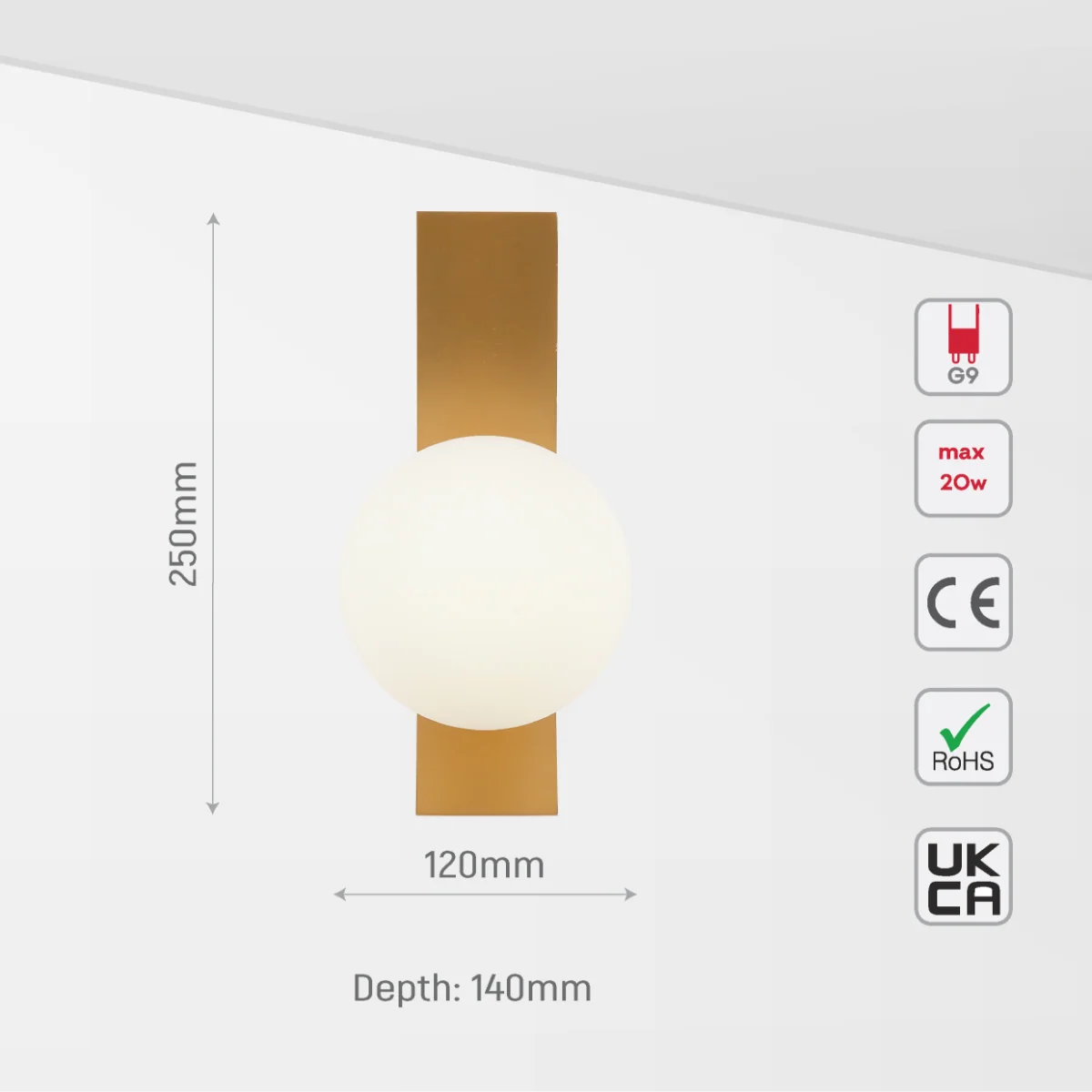 Adjustable Opal Glass Globe Wall Light