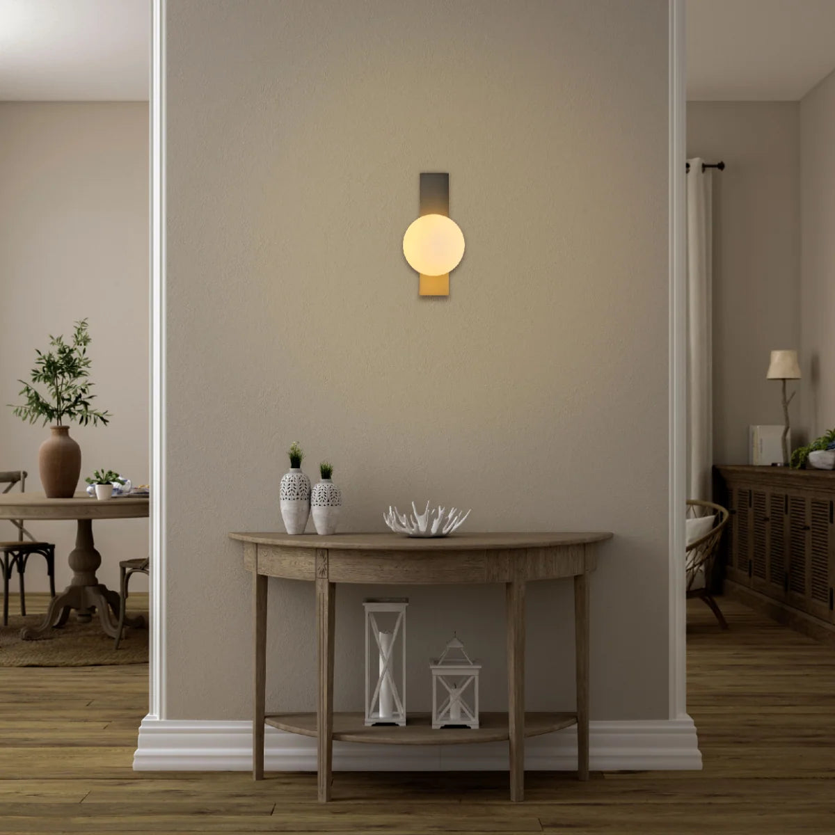 Adjustable Opal Glass Globe Wall Light