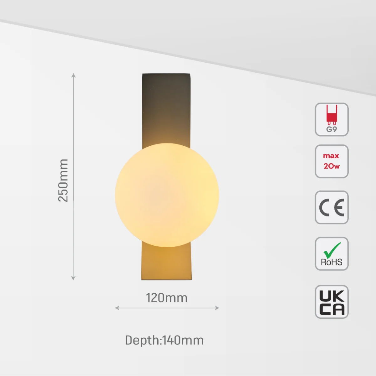 Adjustable Opal Glass Globe Wall Light