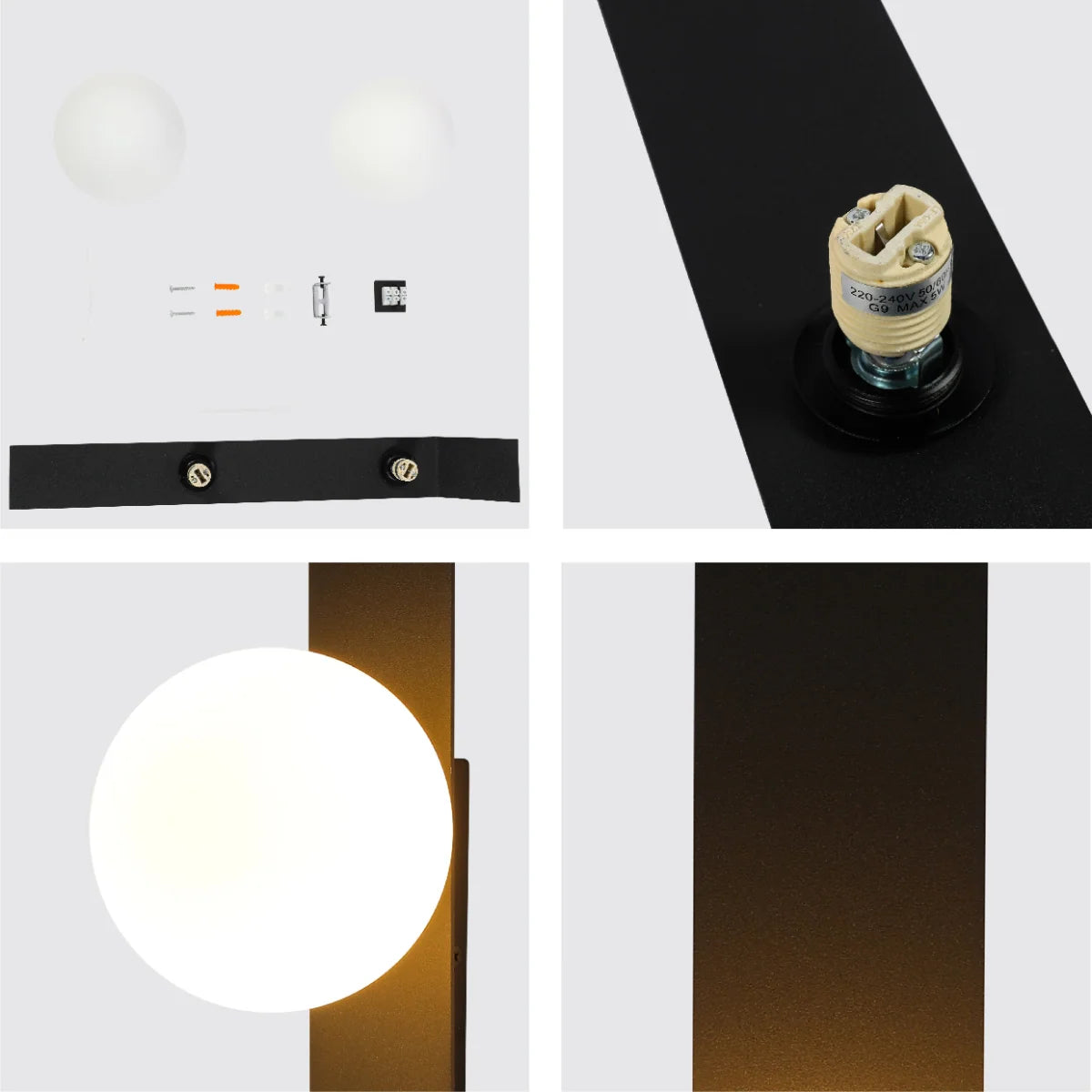 Adjustable Opal Glass Globe Wall Light