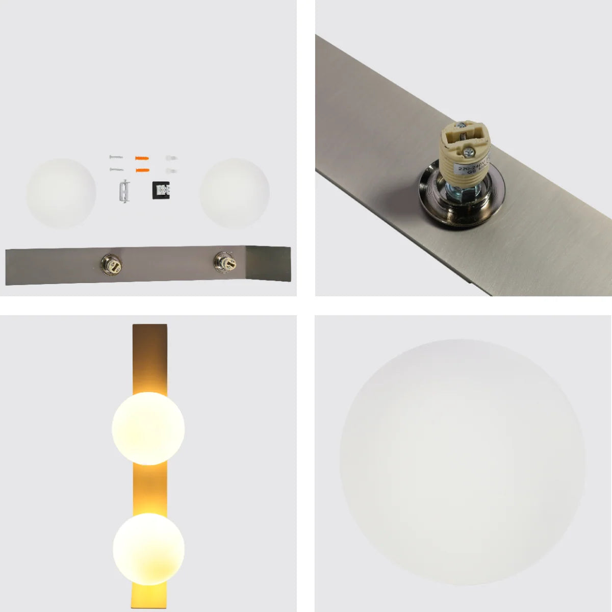 Adjustable Opal Glass Globe Wall Light