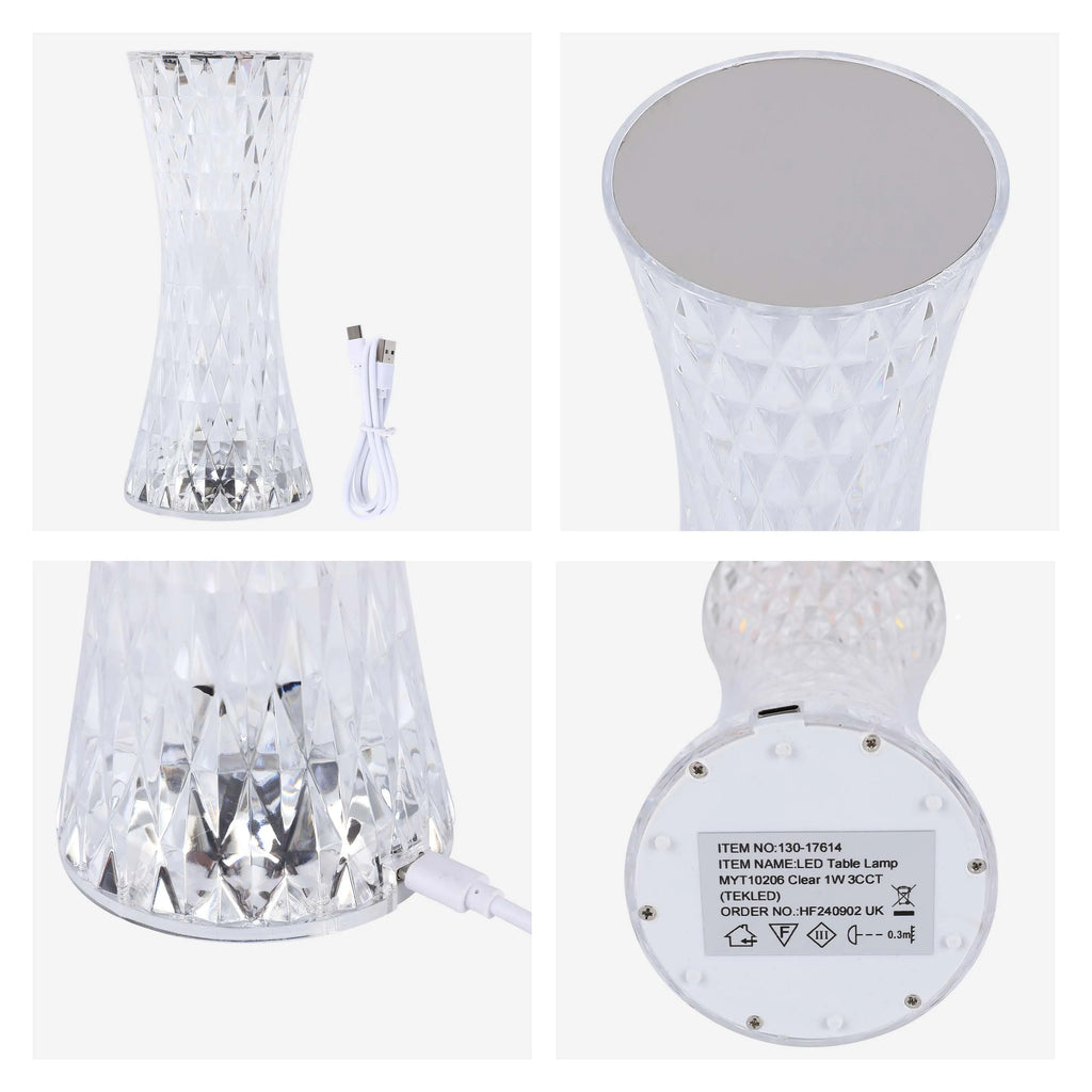 Lumi Crystal Touch Rechargeable LED Table Lamp