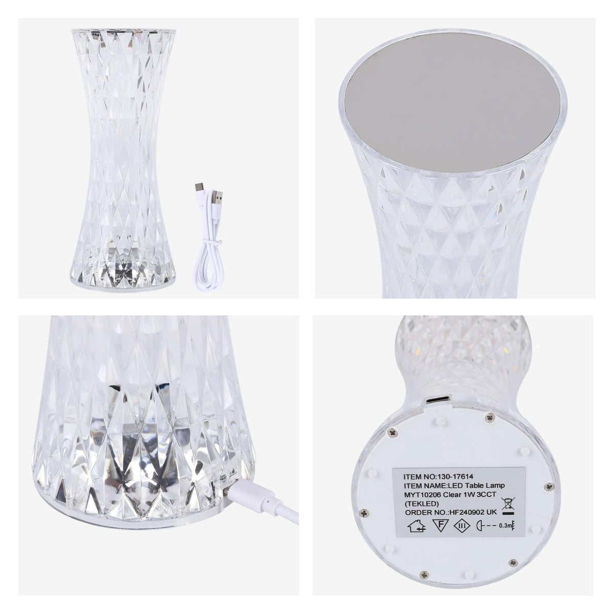 Lumi Crystal Touch Rechargeable LED Table Lamp