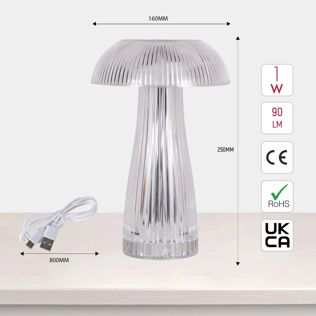 Lumi Crystal Touch Rechargeable LED Table Lamp