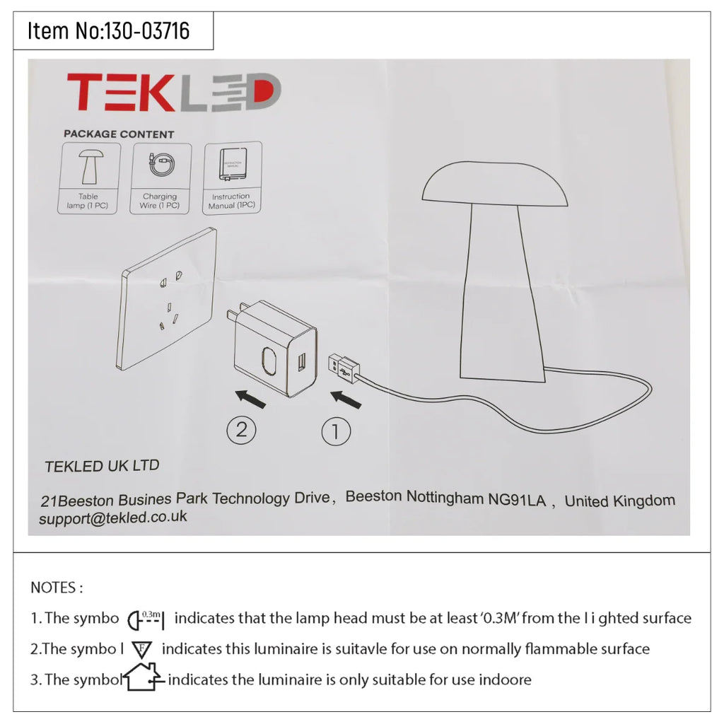 Lumi Crystal Touch Rechargeable LED Table Lamp