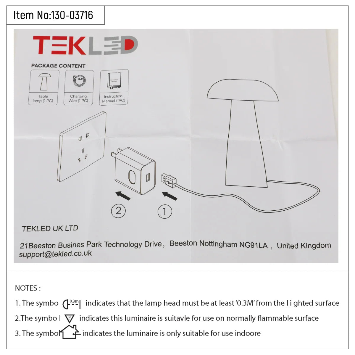 Lumi Crystal Touch Rechargeable LED Table Lamp