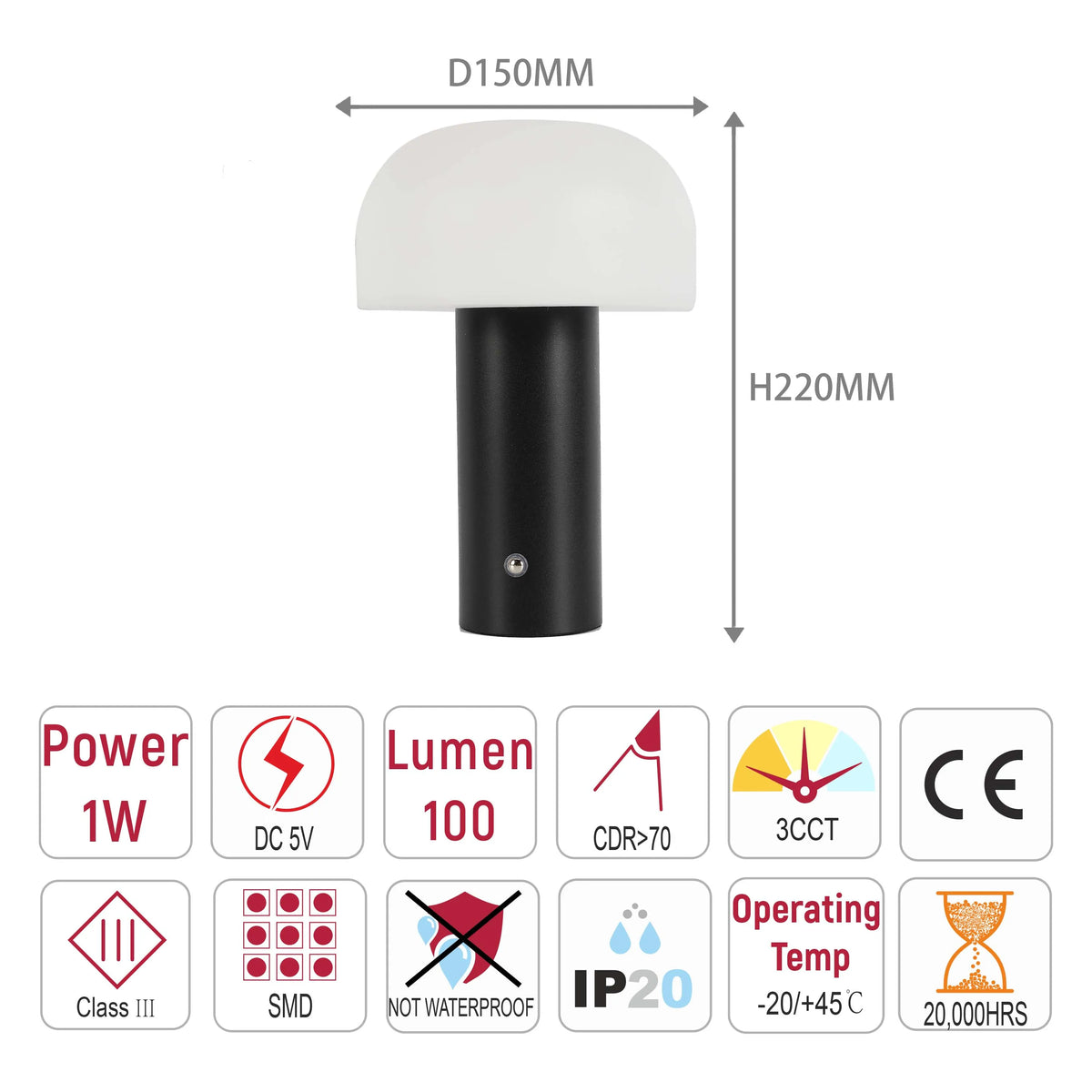 Modern Mushroom Rechargeable LED Table Lamp