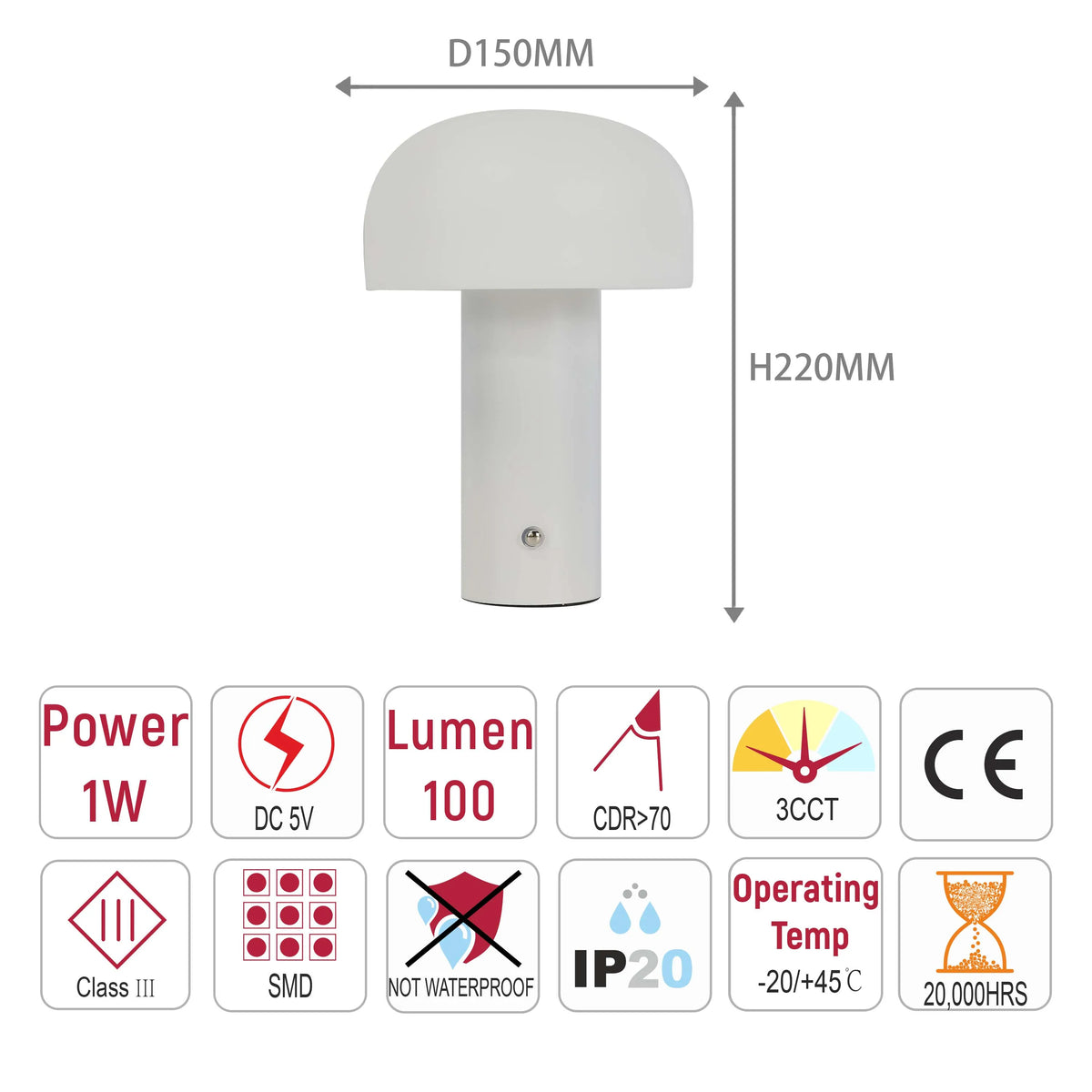 Modern Mushroom Rechargeable LED Table Lamp