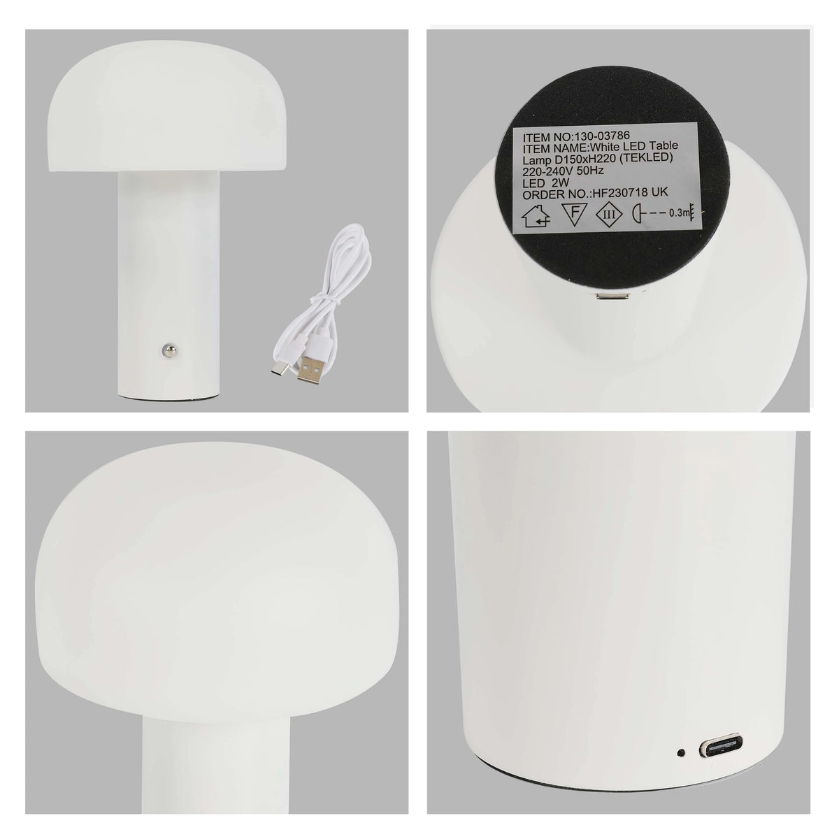 Modern Mushroom Rechargeable LED Table Lamp