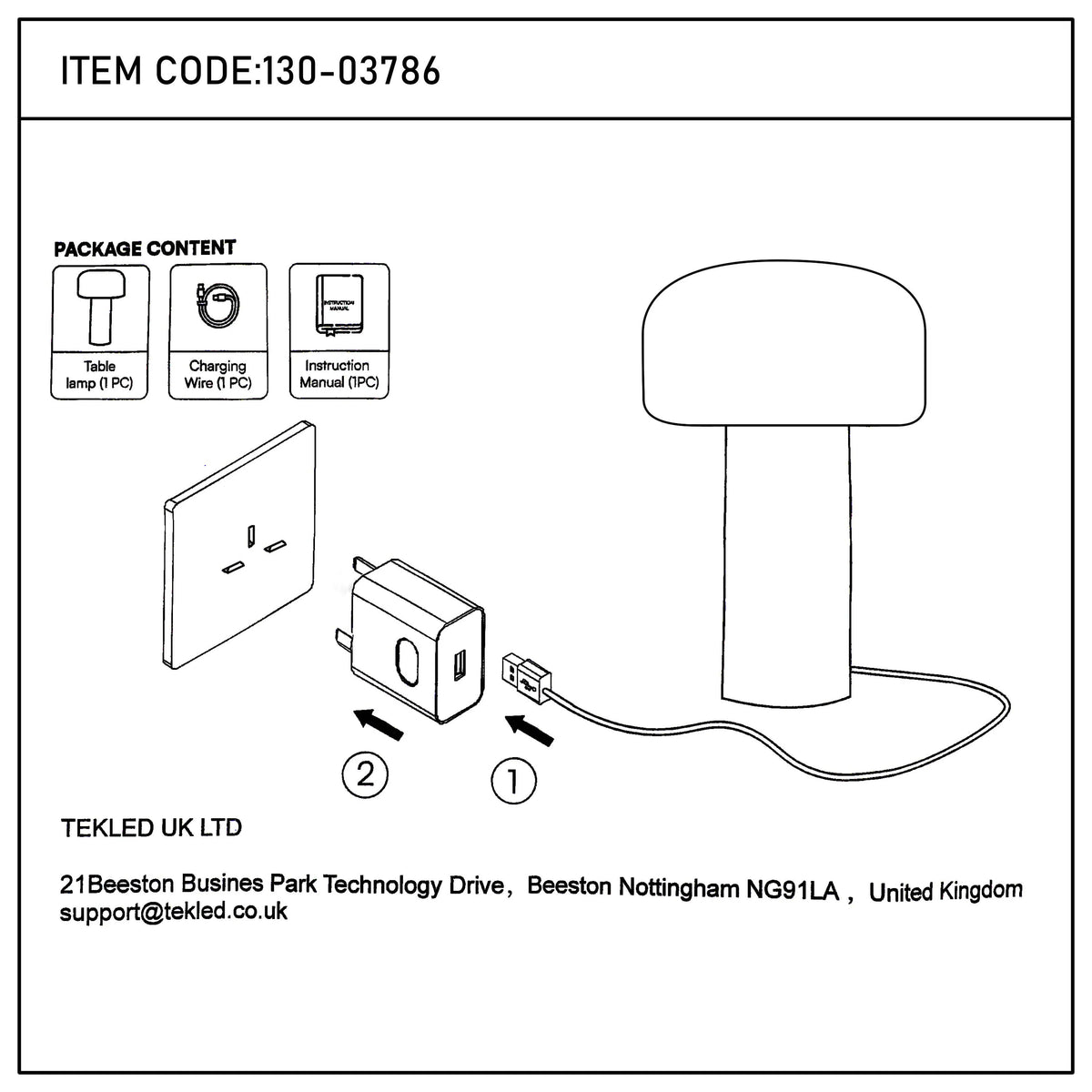 Modern Mushroom Rechargeable LED Table Lamp