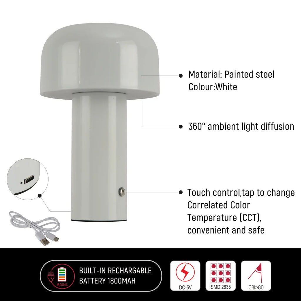 Modern Mushroom Rechargeable LED Table Lamp
