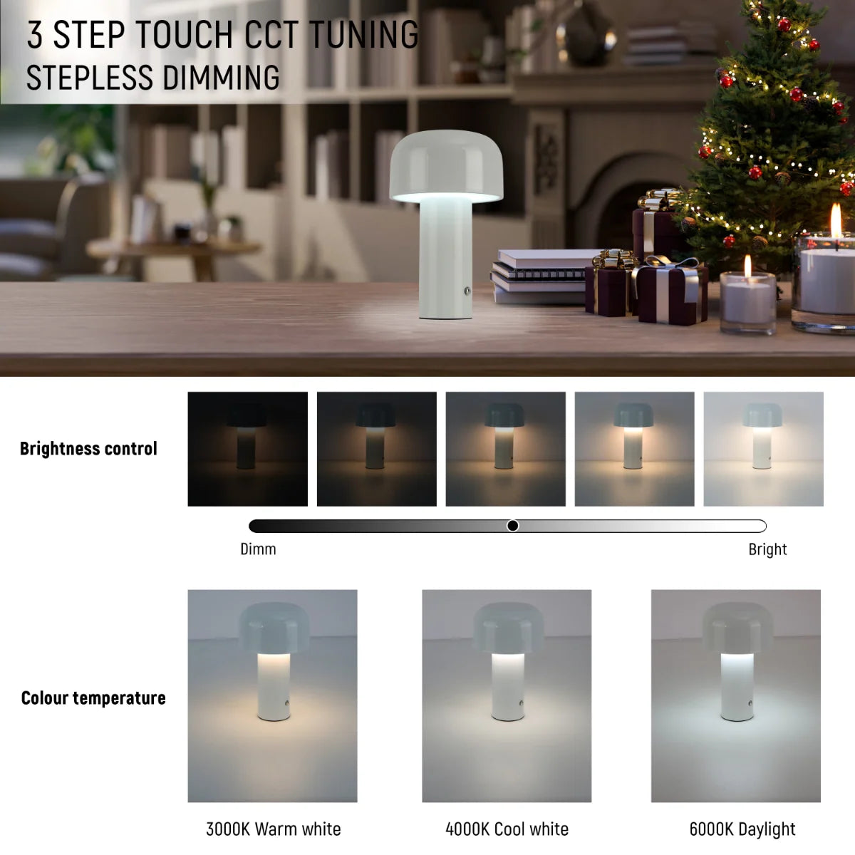 Modern Mushroom Rechargeable LED Table Lamp